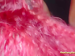 Tattooed Redhead Loves Hard Gangbang