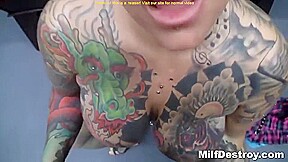 Tattooed Step mom With Piercings Loves To Pound Hard