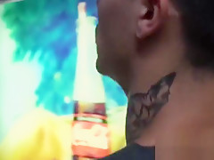 Tattooed latino in 3way sucks cocks