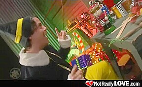Taylor Rain santa slut sucks elf dick