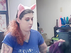 Thicken cream over her anal and pussy