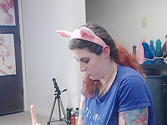 Thicken cream over her anal and pussy