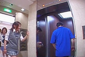 Three Japanese babes make a pervert cum hardcore