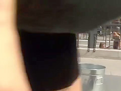 Tied tits brunette banged outdoor