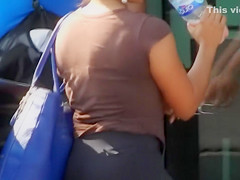 Tight workout pants look good on her ass