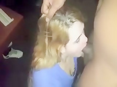 Till he cums on her face blond girl sucks on dark dick