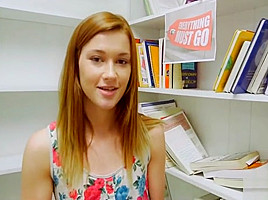 Tiny Redhead Sucks your Dick in the Library POV