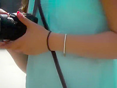 Tourist girl with hot ass in pink shorts