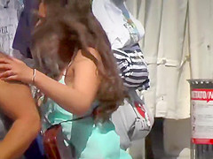Tourist girl with hot ass in pink shorts