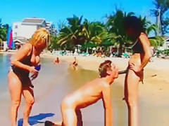 Two Nasty Bitches Strapon Peg Guy at the Beach