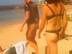 Two Nasty Bitches Strapon Peg Guy at the Beach