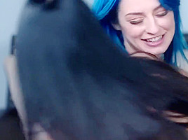 Two lesbians on sofa fucked each other with fingers and tongues   