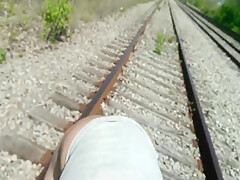 Ugly Homeless Whore Sucking Black Cock Outdoor Railroad