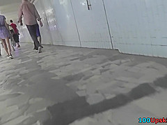 Upskirt footage of skinny ass of girl in g-string