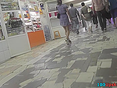 Upskirt footage of skinny ass of girl in g-string