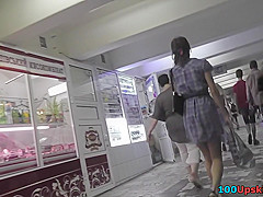 Upskirt footage of skinny ass of girl in g-string