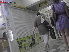 Upskirt footage of skinny ass of girl in g-string