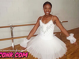 VRConk Skinny Ebony Ballerina Tries Kamasutra