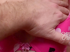 Watch this tiny blonde teen 18+ suck a fat cock