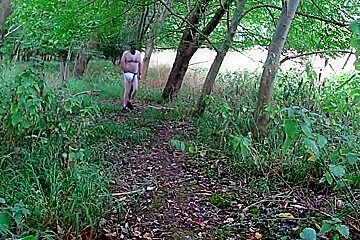 Wearing Very Baggy Underwear Outdoors In The Woods To
