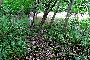 Wearing Very Baggy Underwear Outdoors In The Woods To