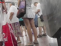 While train is coming, captures upskirt ass
