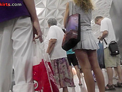 While train is coming, captures upskirt ass