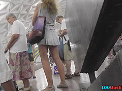 While train is coming, captures upskirt ass