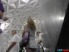 While train is coming, captures upskirt ass