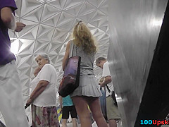 While train is coming, captures upskirt ass
