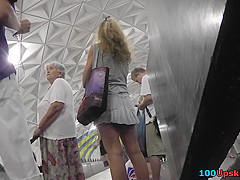 While train is coming, captures upskirt ass