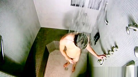While twinky showers he likes stroking cock and fingering