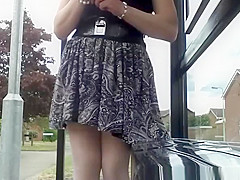 White stockings and panties wind exposed