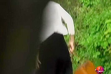 White sweater and a black skirt got no panties sharked