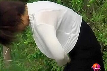White sweater and a black skirt got no panties sharked