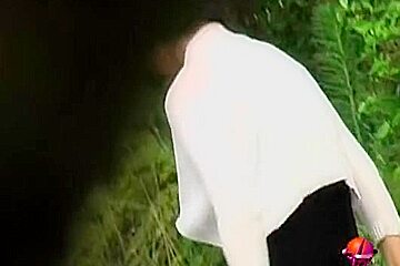 White sweater and a black skirt got no panties sharked