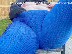 Wife Masturbates Outdoors Through Yoga Pants And