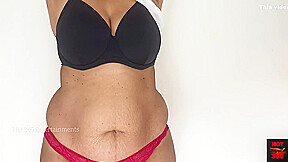 Wife Showing Big Boobs, Navel, Big Ass - Pressing Tits On Bra