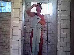 Wife shaving in shower