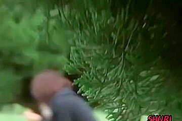 Wild park sharking attack with busty lovable little Japanese