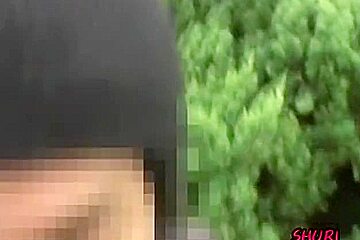 Wild park sharking attack with busty lovable little Japanese