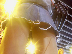 Wonderful ass under this jeans skirt