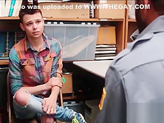 Young Slim Twink Caught Shoplifting Has Sex With Bear Security Guard To Avoid Jail