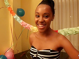 Young ebony and 2 white guys in a hot threeway