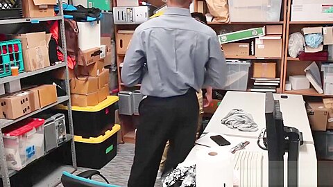 Young perpetrator bouncing on officers huge black cock