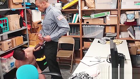 Young perpetrator bouncing on officers huge black cock
