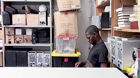 YoungPerps - Muscular Black Security Officer Fucks A Cute Black Perp’s Hole