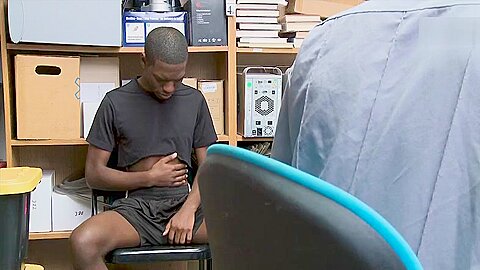 YoungPerps - Muscular Black Security Officer Fucks A Cute Black Perp’s Hole