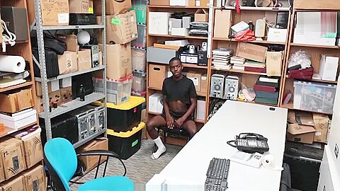 YoungPerps - Muscular Black Security Officer Fucks A Cute Black Perp’s Hole