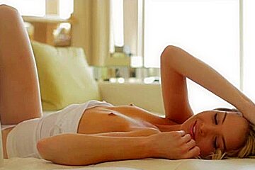 blond angel with pink nails